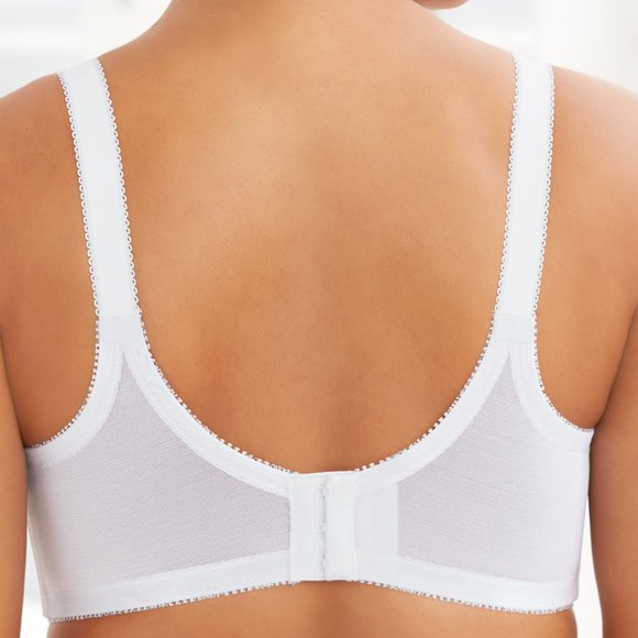 Set Of 3! 40DD Glamorise COMFORT LIFT Bra (COTTON-LINED) Wireless LACE WHITE NEW - Picture 5 of 16